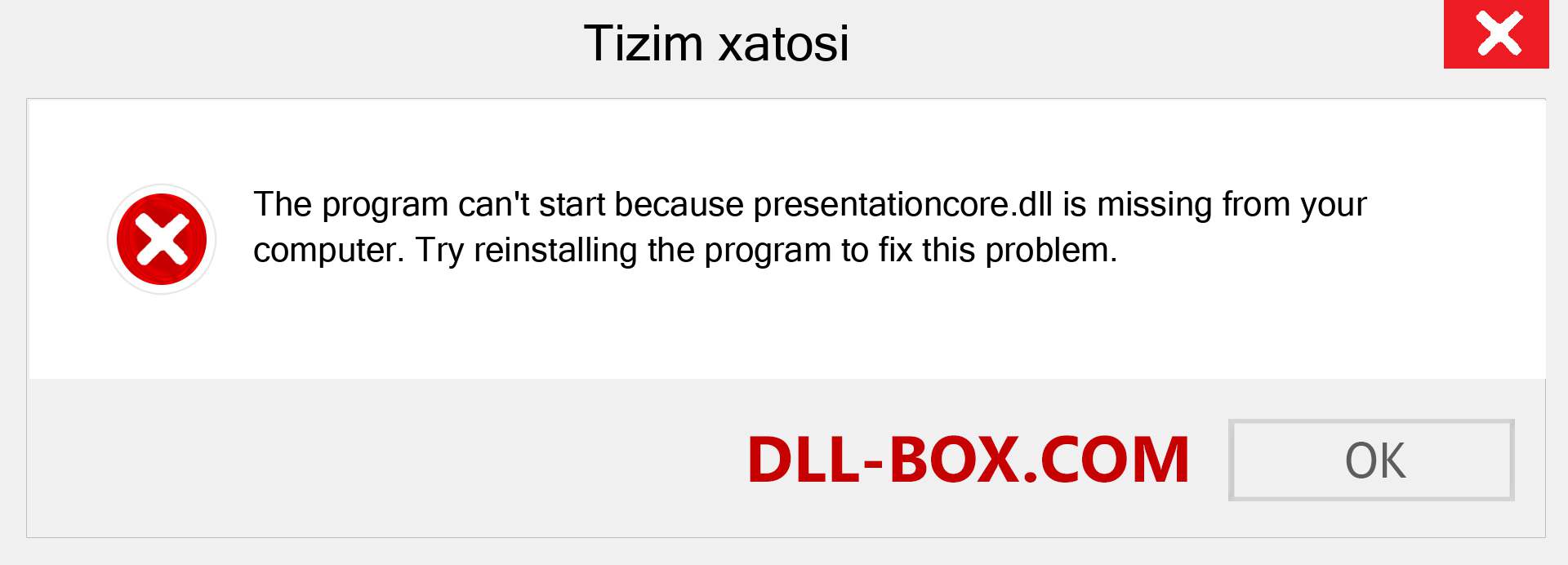 presentationcore.dll fayli yo'qolganmi?. Windows 7, 8, 10 uchun yuklab olish - Windowsda presentationcore dll etishmayotgan xatoni tuzating, rasmlar, rasmlar